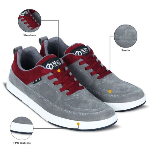 Sepatu Sneaker Pria Terbaru H 2842 Brand Hertz Sepatu Kets Sepatu Sekolah Warna Abu Marun