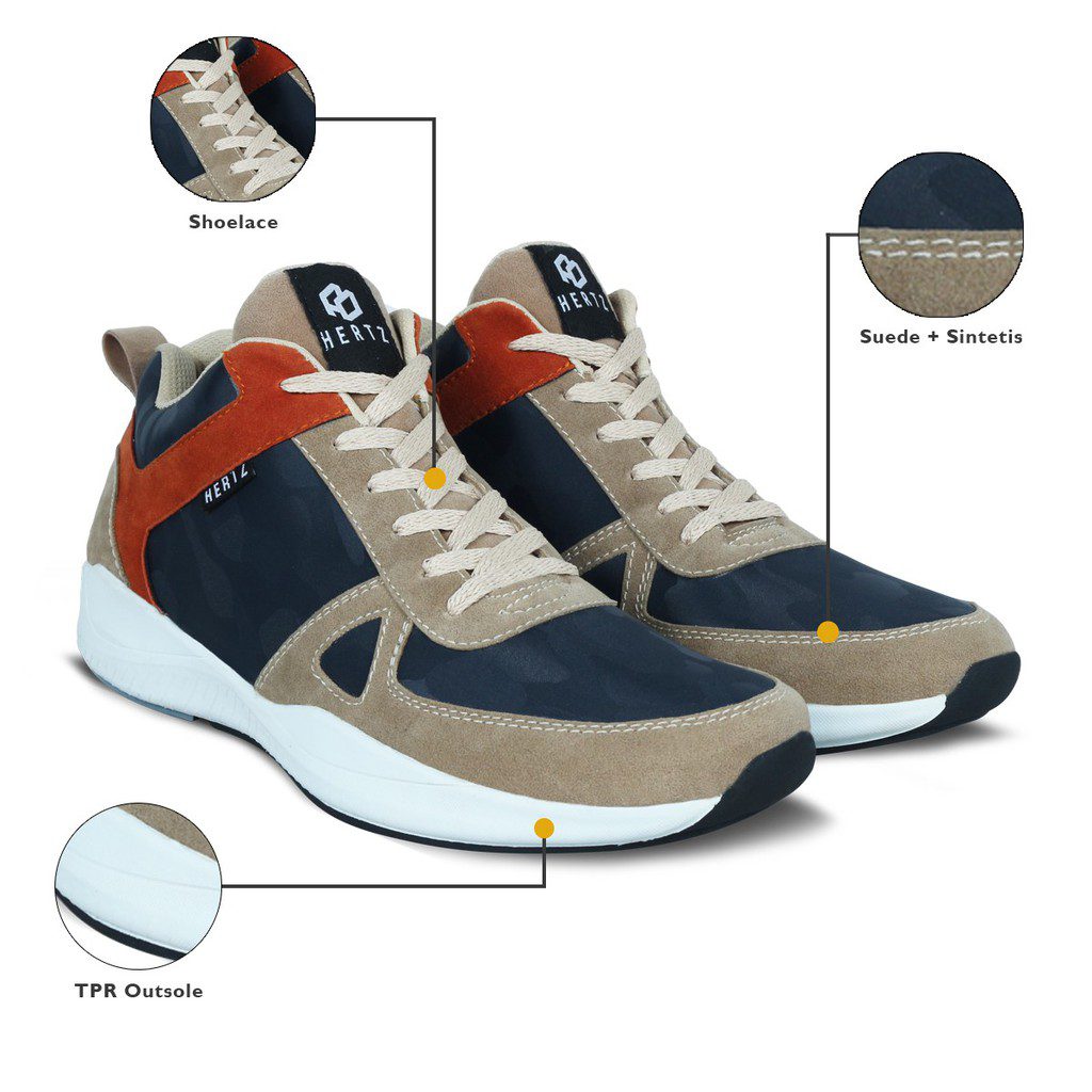 Sepatu Sneakers Pria H 3193 Brand Hertz Sepatu Kets Sekolah Olahraga Murah Berkualitas Navy Krem Sneakers Pria H 3193