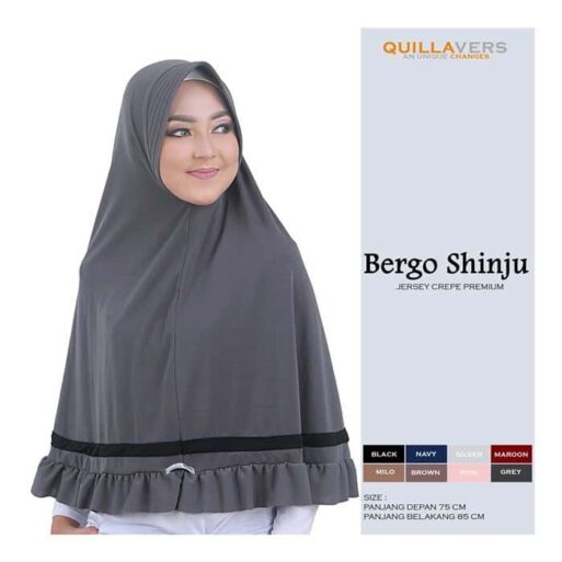 Quillavers Hijab Bergo syar'i Shinju All Size Light Grey