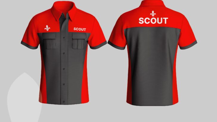 Kemeja Scout Kombinasi Merah Abu